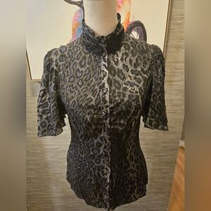 BCBG MaxAzria cheetah print blouse sz S